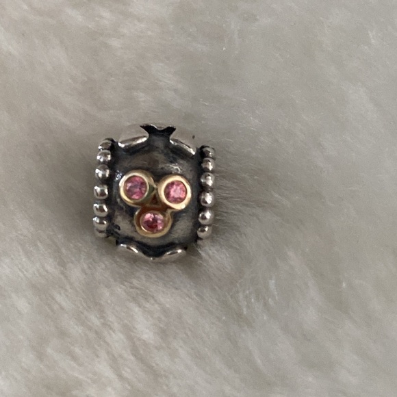 Pandora Mom Charm with 14k Gold and Salmon Zirconia - Picture 4 of 8